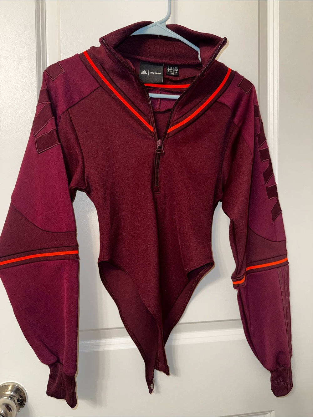 adidas IVY PARK Men's Burgundy Sweater with Orange Stripe